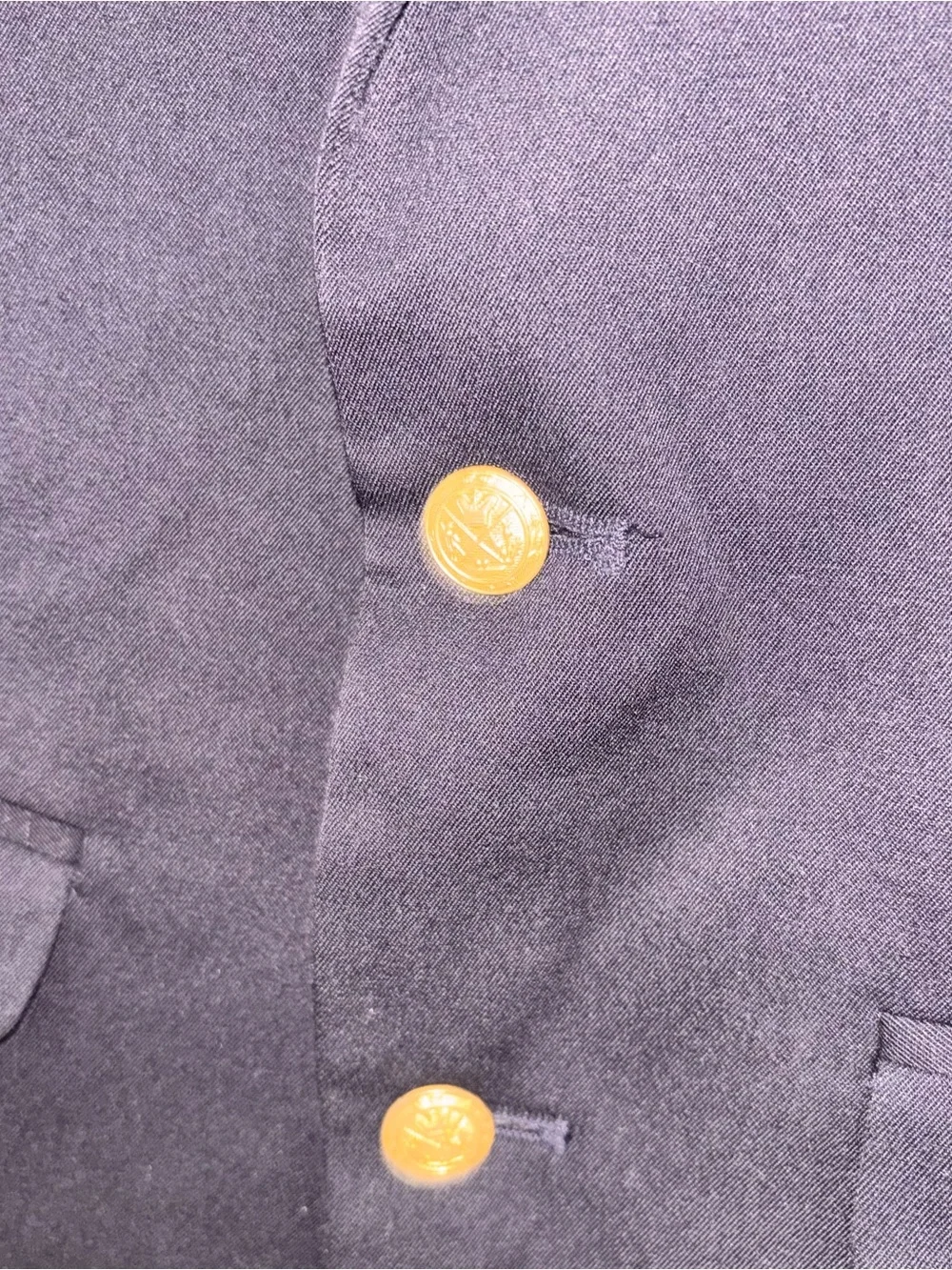 Navy blue classic two gold button blazer sportcoat boy 16R preppy coastal church
